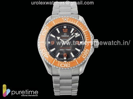 Seamaster 6000M Ultra Deep SS VSF 1:1 Best Edition Brown Dial Orange Bezel on SS Bracelet A8912 Super Clone