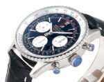 Navitimer B01 43mm SS B50 Best Edition Black Dial White Subdial On Black Leather Strap A7750 - Image 6