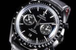 SpeedMaster MoonWatch SS V2 OMF 1:1 Best Edition Black Dial White Handset on Black Leather Strap A9300 - Image 3