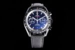 SpeedMaster MoonWatch SS V2 OMF 1:1 Best Edition Black Dial Red Words on Black Leather Strap A9300
