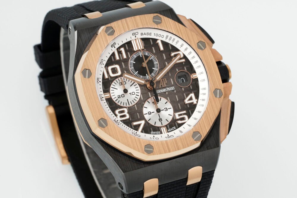 Royal Oak Offshore 44mm Black Ceramic TKF 1:1 Best Edition Gray Dial RG Bezel on Black Rubber Strap A3126 - Image 3