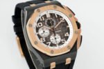 Royal Oak Offshore 44mm Black Ceramic TKF 1:1 Best Edition Gray Dial RG Bezel on Black Rubber Strap A3126 - Image 3
