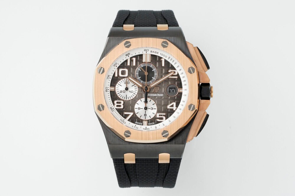 Royal Oak Offshore 44mm Black Ceramic TKF 1:1 Best Edition Gray Dial RG Bezel on Black Rubber Strap A3126