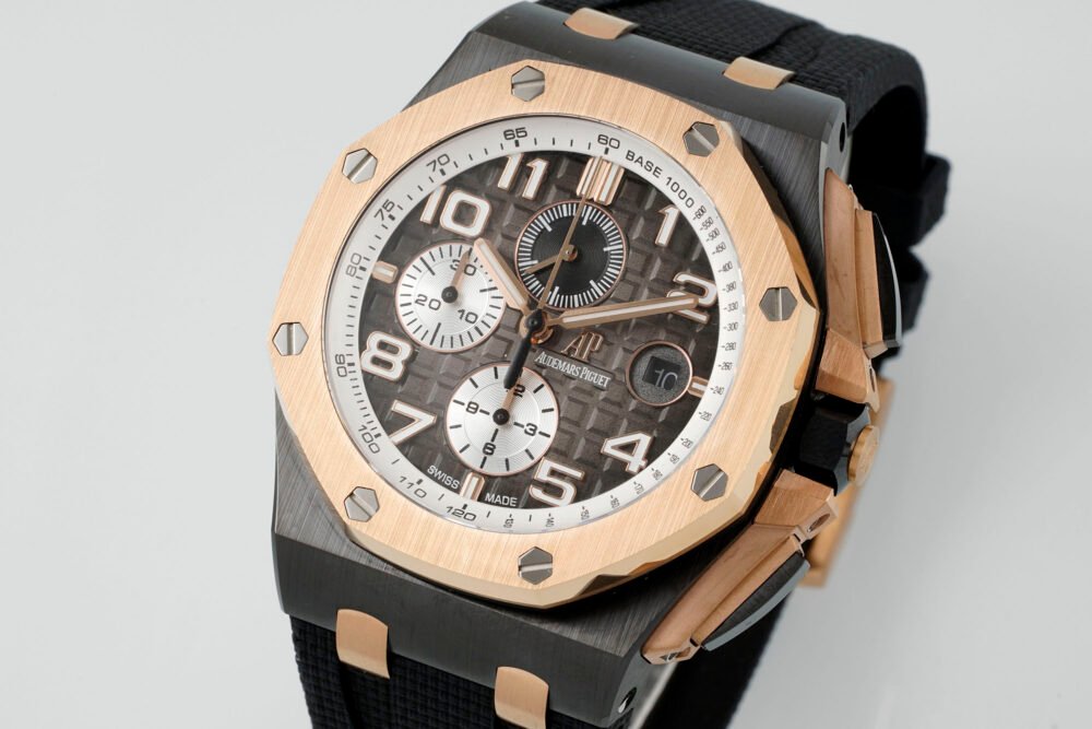 Royal Oak Offshore 44mm Black Ceramic TKF 1:1 Best Edition Gray Dial RG Bezel on Black Rubber Strap A3126 - Image 2