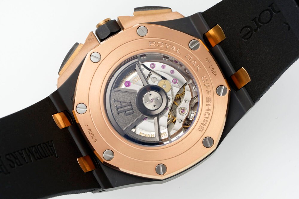 Royal Oak Offshore 44mm Black Ceramic TKF 1:1 Best Edition Gray Dial RG Bezel on Black Rubber Strap A3126 - Image 8