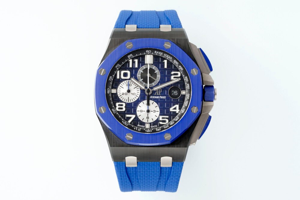 Royal Oak Offshore 44mm Black Ceramic TKF 1:1 Best Edition Blue Dial on Blue Rubber Strap A3126 - Image 2