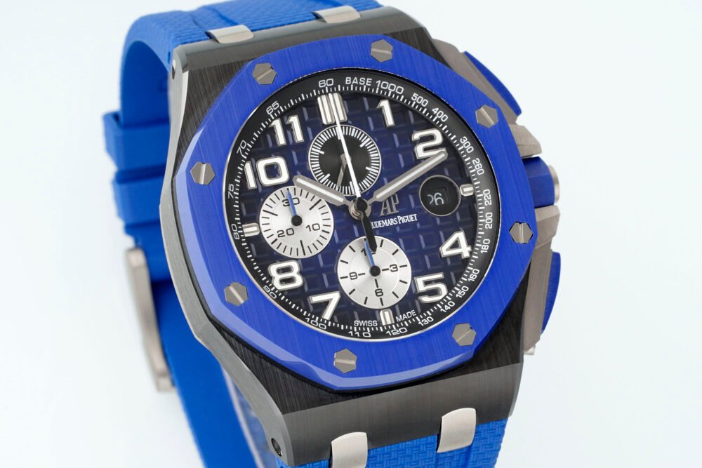 Royal Oak Offshore 44mm Black Ceramic TKF 1:1 Best Edition Blue Dial on Blue Rubber Strap A3126 - Image 4