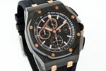Royal Oak Offshore 44mm Black Ceramic TKF 1:1 Best Edition Black/RG Dial on Black Rubber Strap A3126 - Image 2