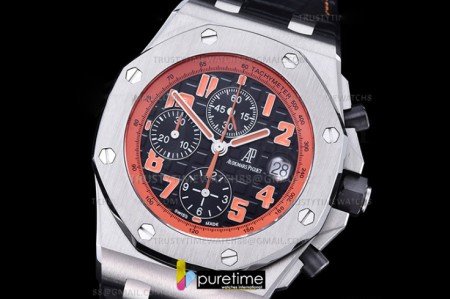 AP0833B - AP ROO Chronograph SS/LE Blk/O-Num APF 7750 Mod
