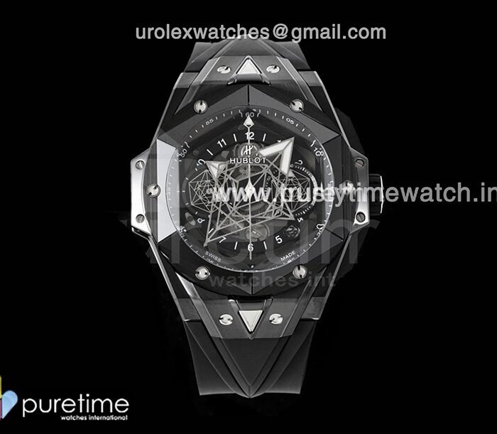 Big Bang Sang Bleu II Black Ceramic BBF Best Edition on Green Rubber Strap A1240