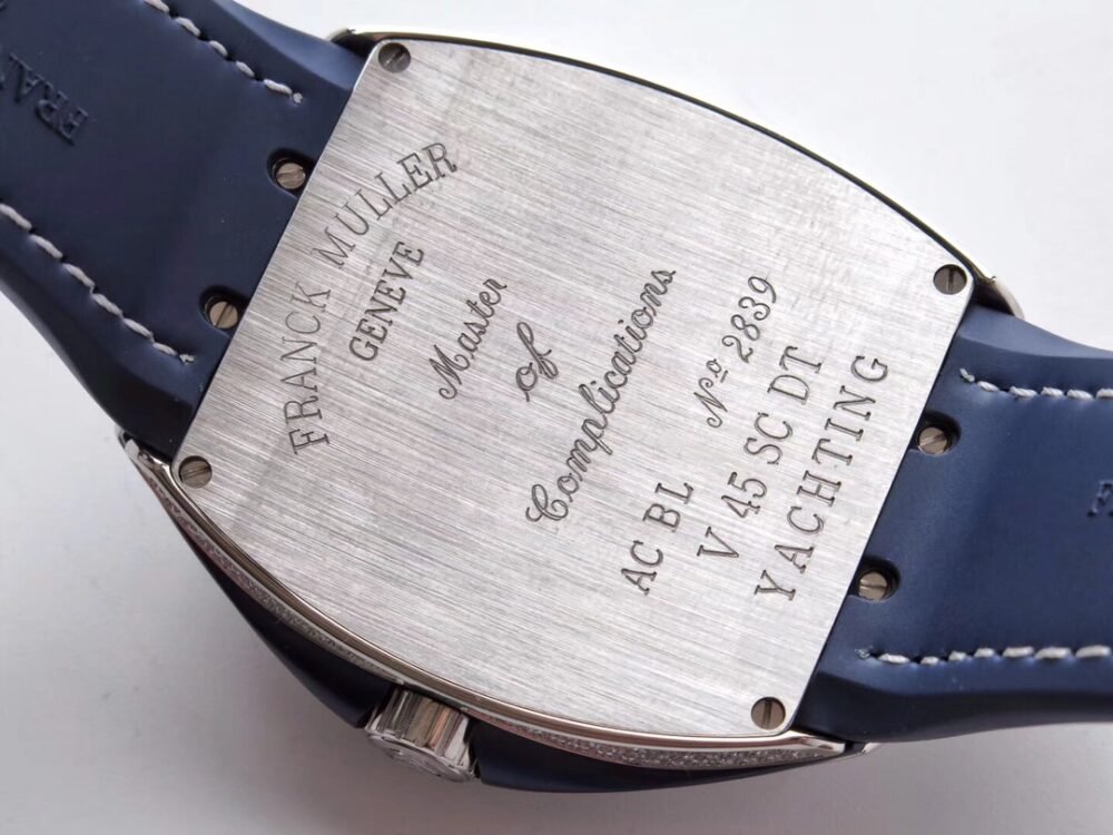 Vanguard V45 SS Full Diamonds Blue Textured Diamonds Markers on Blue Gummy Strap A2813 - Image 9