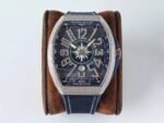 Vanguard V45 ZF SS Full Diamonds Blue Textured Diamonds Markers on Blue Gummy Strap 9015