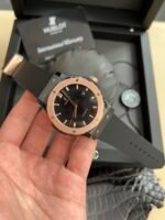 Classic Fusion 42mm Ceramic/RG JJZF 1:1 Best Edition Black Dial On Black Rubber Strap