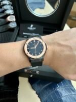 Classic Fusion 42mm Ceramic/RG JJZF 1:1 Best Edition Black Dial On Black Rubber Strap - Image 4