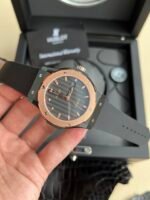 Classic Fusion 42mm Ceramic/RG JJZF 1:1 Best Edition Black Textured Dial On Black Rubber Strap
