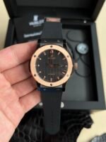 Classic Fusion 42mm Ceramic/RG JJZF 1:1 Best Edition Black Textured Dial On Black Rubber Strap - Image 2