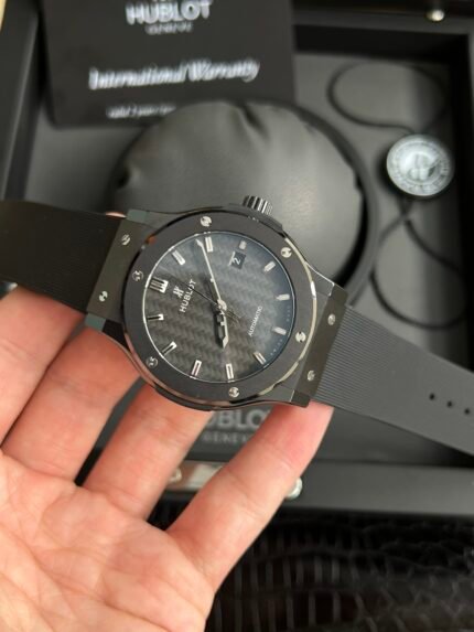 Classic Fusion 42mm Ceramic JJZF 1:1 Best Edition Black Carbon Dial On Black Rubber Strap