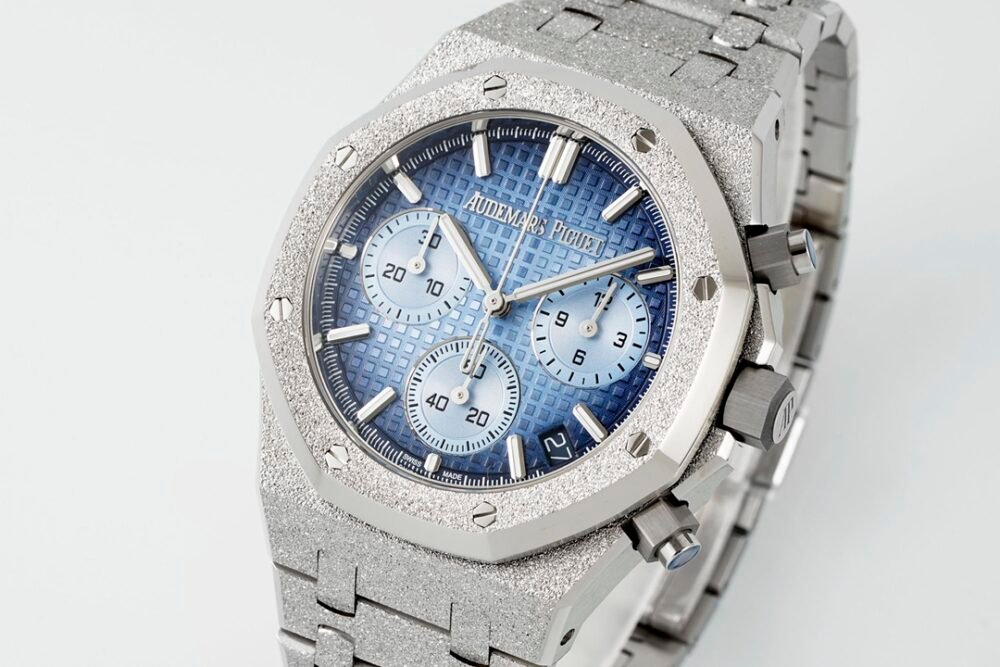 Royal Oak Chrono 26240 Frosted SS APSF 1:1 Best Edition Ice Blue Dial On Bracelet SA4401 Super Clone - Image 5