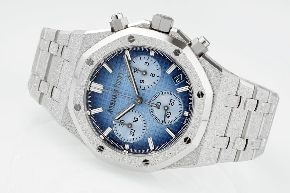 Royal Oak Chrono 26240 Frosted SS APSF 1:1 Best Edition Ice Blue Dial On Bracelet SA4401 Super Clone - Image 3