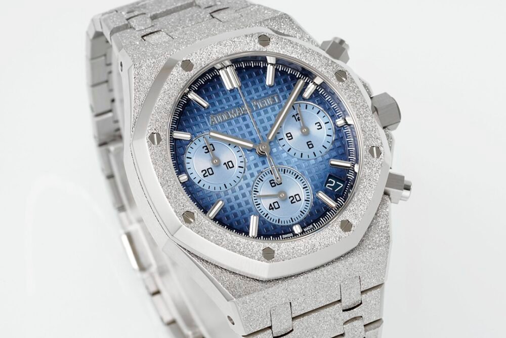Royal Oak Chrono 26240 Frosted SS APSF 1:1 Best Edition Ice Blue Dial On Bracelet SA4401 Super Clone - Image 4