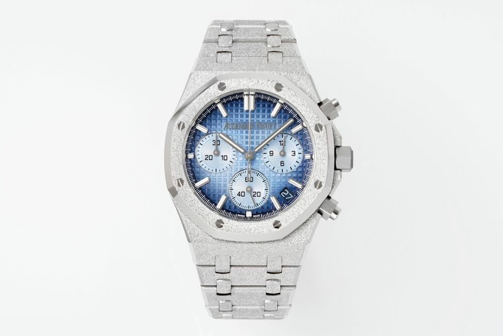 Royal Oak Chrono 26240 Frosted SS APSF 1:1 Best Edition Ice Blue Dial On Bracelet SA4401 Super Clone