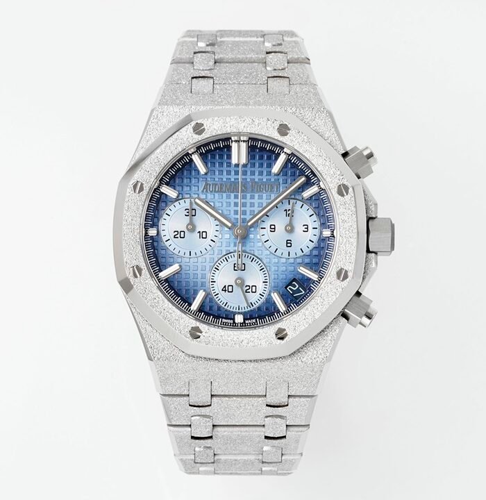 Royal Oak Chrono 26240 Frosted SS APSF 1:1 Best Edition Ice Blue Dial On Bracelet SA4401 Super Clone