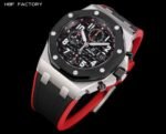 ROYAL OAK OFFSHORE 42MM CERAMIC BEZEL SS HBF BEST EDITION BLACK DIAL ON BLACK/RED RUBBER STRAP A3126 - Image 4