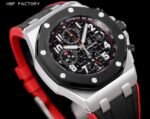 ROYAL OAK OFFSHORE 42MM CERAMIC BEZEL SS HBF BEST EDITION BLACK DIAL ON BLACK/RED RUBBER STRAP A3126 - Image 3