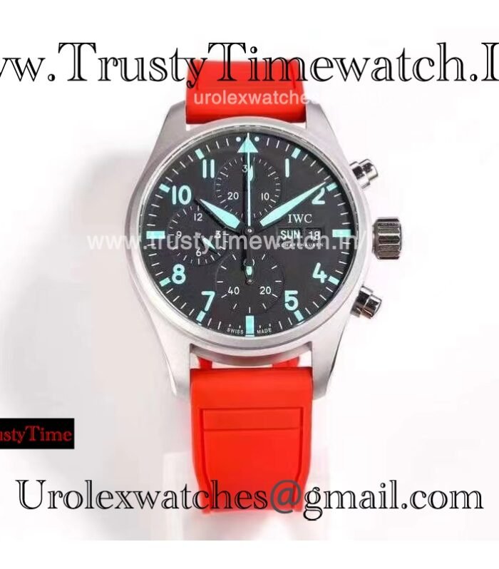IWC IW388108 Pilot's Watch 41MM TWF Green Dial Red Rubber Strap 7750