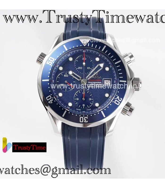 Omega Seamaster New Zealand Chieftain ACF 41.5MM Blue Dial SS Blue Rubber Strap Movement 7750