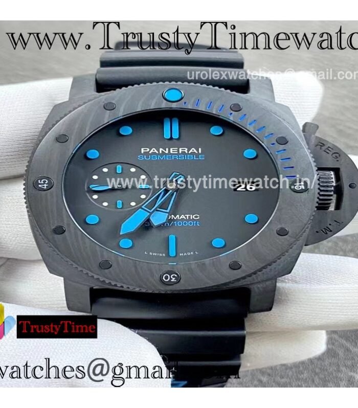 PAM1616 VSF 47MM Carbon fiber case Sapphire mirror Black dial Super dual-color luminous P9010 movement Black rubber strap