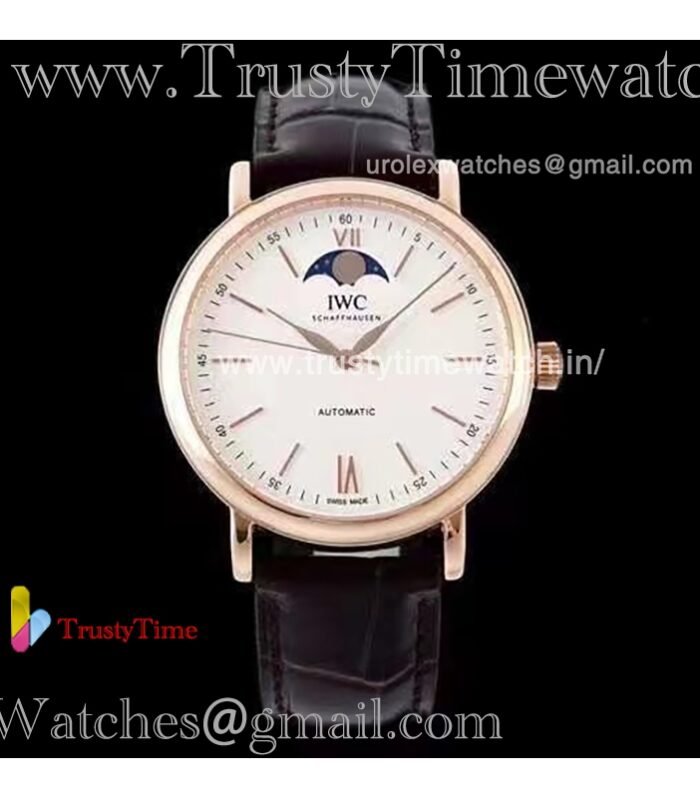 Portofino IW459401 AIF 40MM Rose Gold Case White Dial Brown Leather Strap