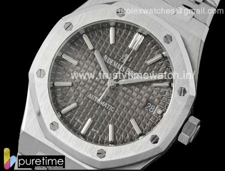 Royal Oak 37mm 15450 SS ZF 1:1 Best Edition Gray Textured Dial on SS Bracelet SA3120 Super Clone