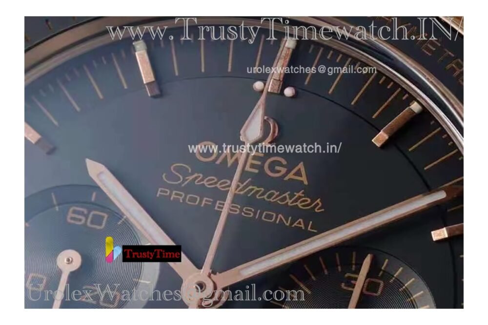 Speedmaster Moon 42mm Black dial 18K gold/black case Rose gold stainless steel strap Automatic movement 3861 - Image 2