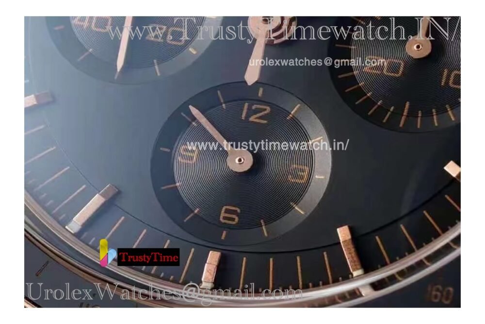 Speedmaster Moon 42mm Black dial 18K gold/black case Rose gold stainless steel strap Automatic movement 3861 - Image 9