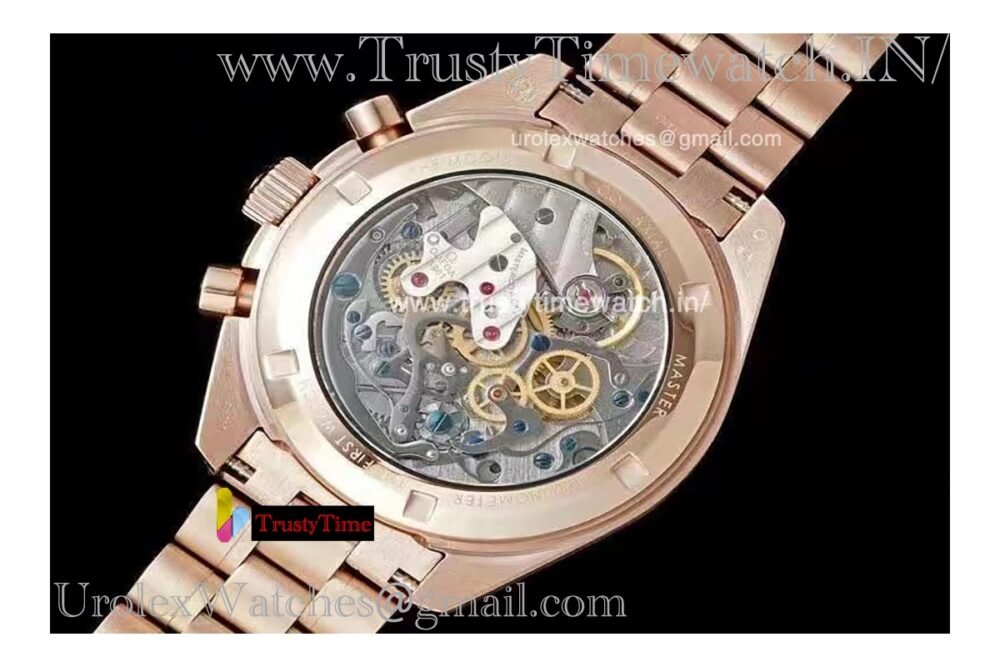 Speedmaster Moon 42mm Black dial 18K gold/black case Rose gold stainless steel strap Automatic movement 3861 - Image 4