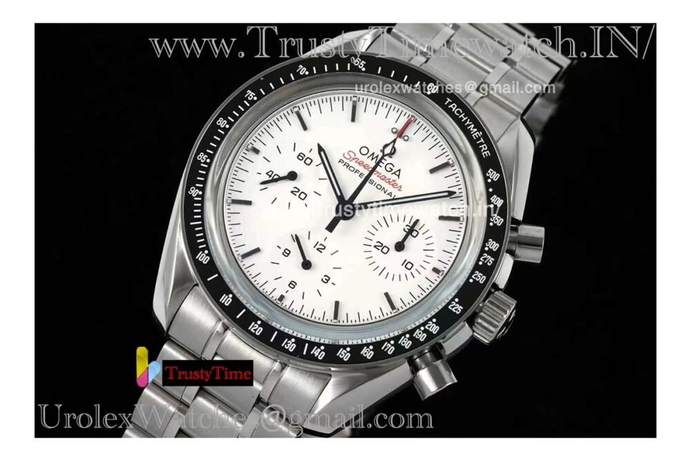 Speedmaster series moon disc 42 mm black ceramic bezel white dial stainless steel strap 3861 movement - Image 8