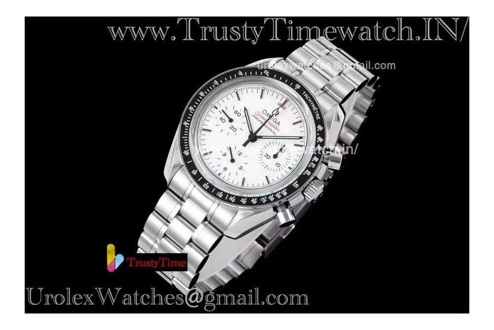 Speedmaster series moon disc 42 mm black ceramic bezel white dial stainless steel strap 3861 movement - Image 7