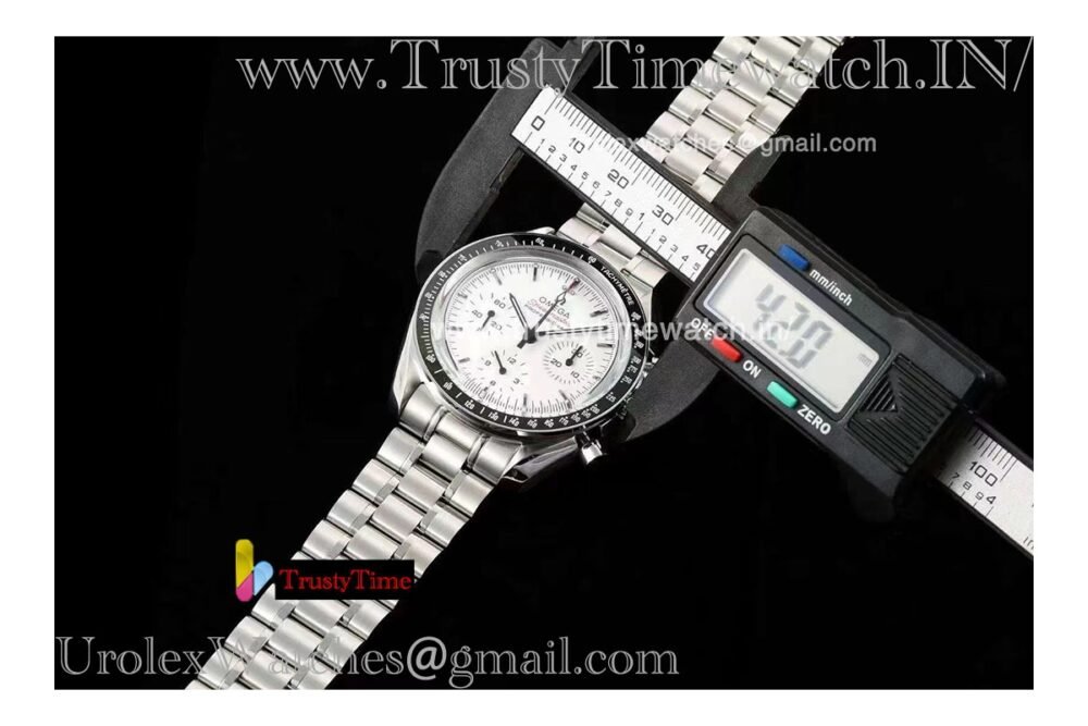 Speedmaster series moon disc 42 mm black ceramic bezel white dial stainless steel strap 3861 movement - Image 3