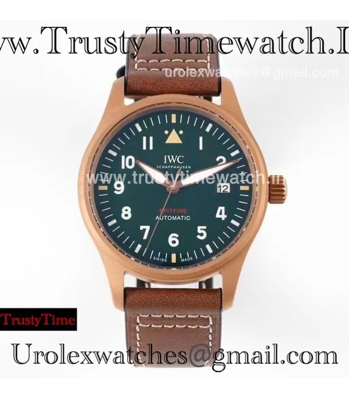 Spitfire Bronze AIF Case Olive Green Dial With Calendar Window Brown Italian Calfskin Strap Japanese 9015 Automatic Movement