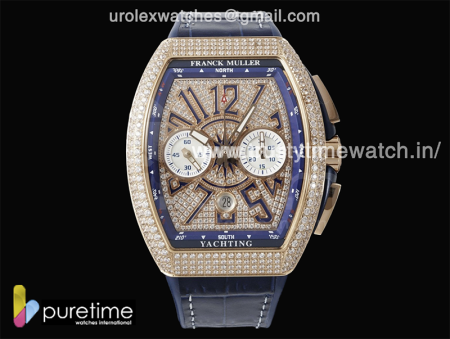 Vanguard Chrono RG Diamonds ABF 1:1 Best Edition Blue Dial on Blue Nylon Strap A7750