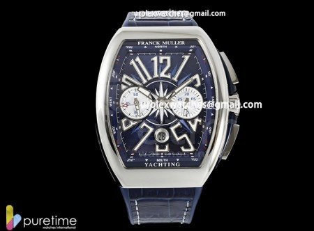 Vanguard Chrono SS ABF 1:1 Best Edition Blue Dial on Blue Leather Strap A7750