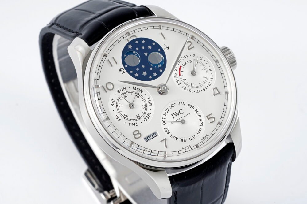 Portuguese IW503406 Real PR SS APSF 1:1 Best Edition White Dial On Black Leather Strap A52610 - Image 2