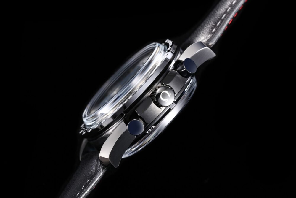 Speedmaster "Dark Side of The Moon" Real Ceramic N1F 1:1 Best Edition Black Dial on Black Leather Strap A9300 - Image 3