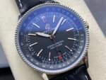 Navitimer 41mm GMT SS BLSF 1:1 Best Edition Black Dial on Black Leather Strap A2836 - Image 2