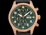Pilot Chrono Spitfire IW377726 SS ZF 1:1 Best Edition Green Dial on Brown Leather Strap A7750