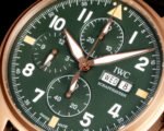 Pilot Chrono Spitfire IW377726 SS ZF 1:1 Best Edition Green Dial on Brown Leather Strap A7750 - Image 4