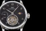 Portuguese Tourbillon SS AXF Black Dial Sliver Numbers moonphase on Black Leather Strap - Image 6