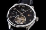 Portuguese Tourbillon SS AXF Gray Dial Sliver Numbers moonphase on Black Leather Strap - Image 3