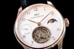 Portuguese Tourbillon Power Reserve RG AXF White Dial RG Numbers moonphase on Black Leather Strap - Image 2